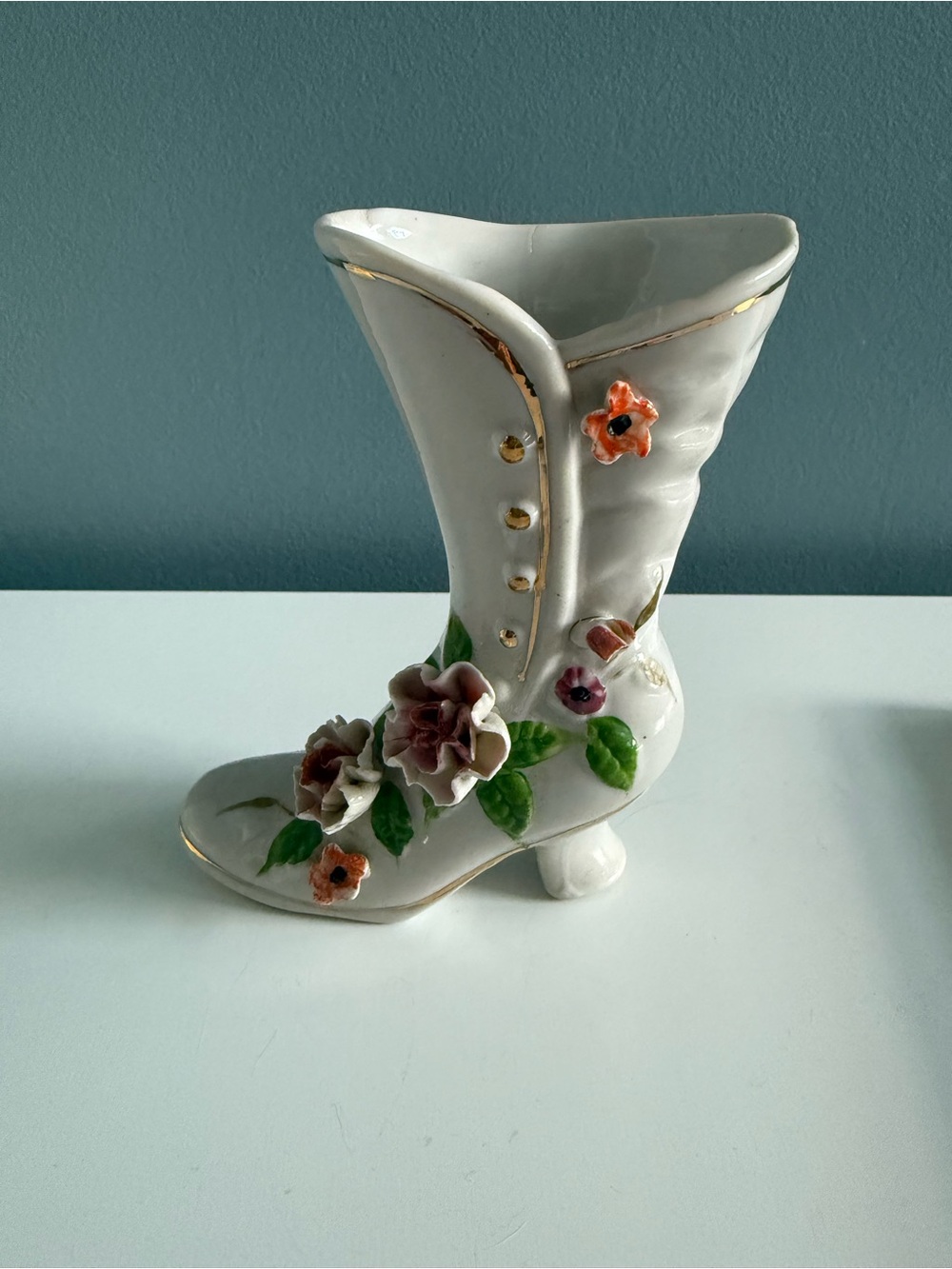 Vintage Royal Crown Porcelain Victorian Boot Bud Vase